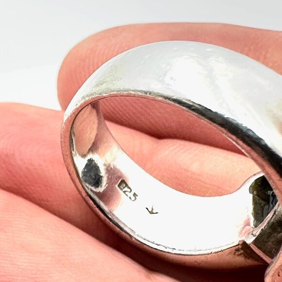 Blue Topaz Sterling Silver Ring Size 3.5 Weight 10 Grams Best Modernist Design - Picture 6 of 6